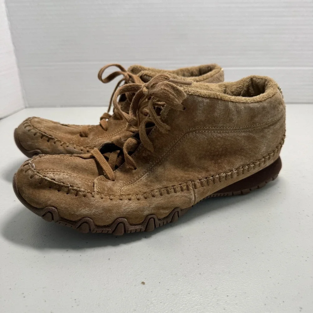 Boho Suede Faux Fur Lined Women Size 8 Skechers Relaxed Fit Memory Foam Boots‎
